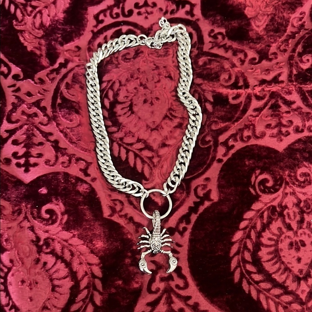Silver Stainless Steel Scorpion Pendant Necklace